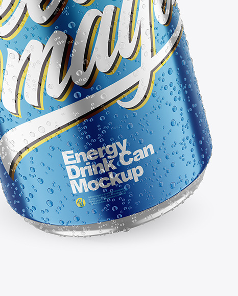 250ml Metallic Drink Can With Condensation Mockup PSD #1