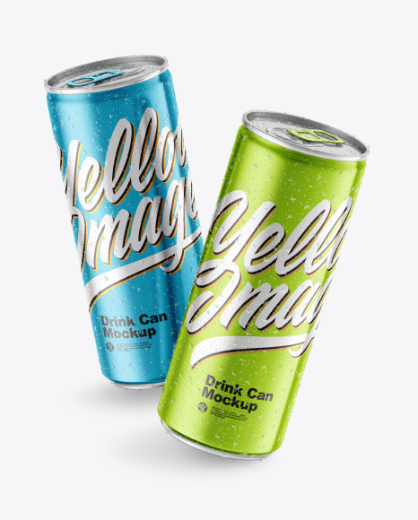 Two Metallic Drink Cans Mockup
