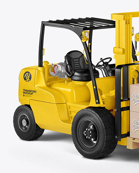 Download Forklift Mockup Half Side View In Vehicle Mockups On Yellow Images Object Mockups