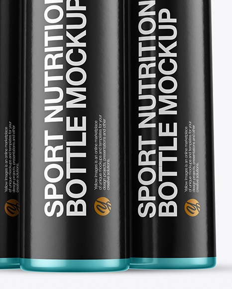 Three 25ml Metallic Sport Nutrition Bottles Mockup PSD #6