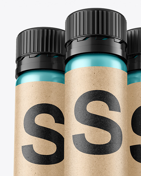 Three 25ml Metallic Sport Nutrition Bottles Mockup PSD #7