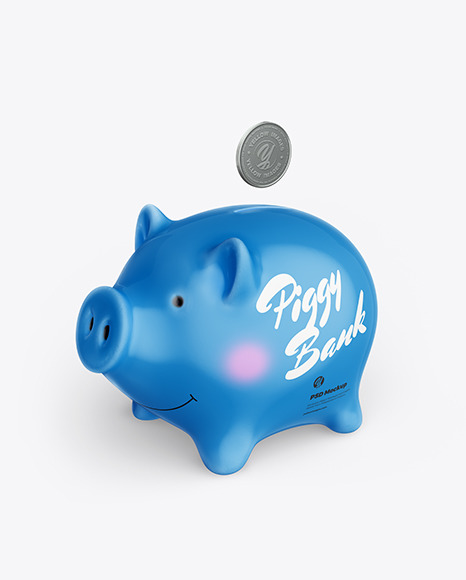Piggy bank Mockup   Half Side View PSD #2