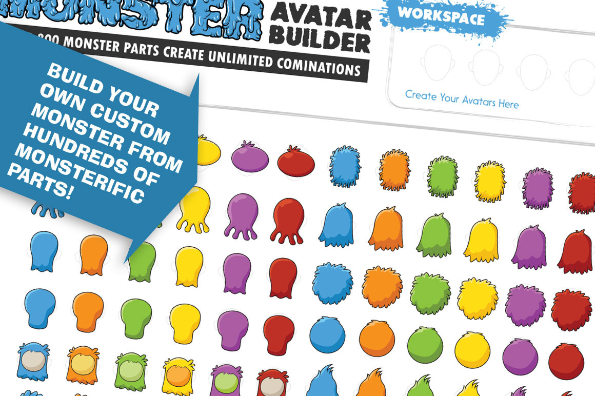 Monster Avatar Builder In Illustrations On Yellow Images Creative Store