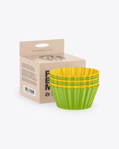 Muffin Molds and Box Mockup   High Angle Shot PSD #2