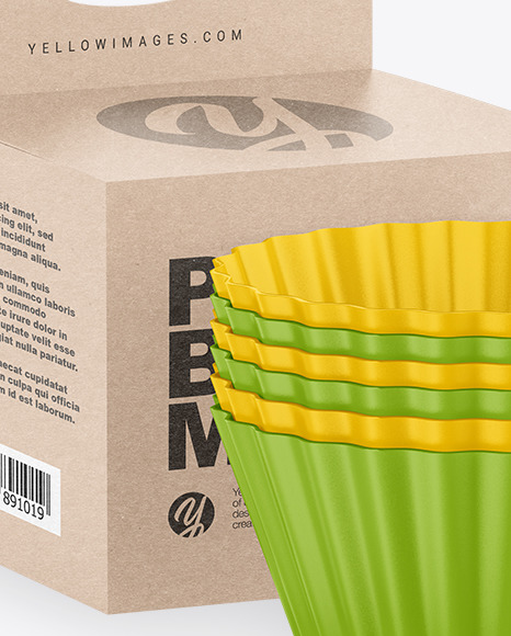 Download Muffin Molds And Box Mockup High Angle Shot In Packaging Mockups On Yellow Images Object Mockups