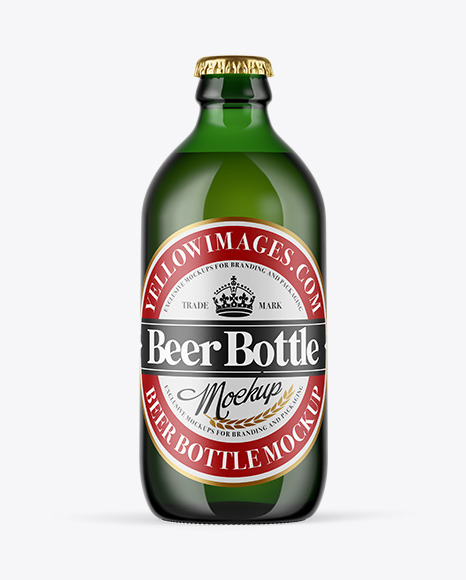 Green Glass Beer Bottle Mockup
