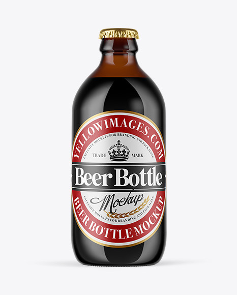 Amber Glass Dark Beer Bottle Mockup PSD #2