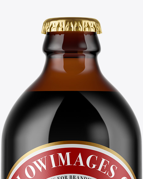 Amber Glass Dark Beer Bottle Mockup PSD #3