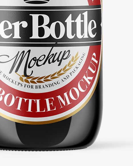 Amber Glass Dark Beer Bottle Mockup PSD #5