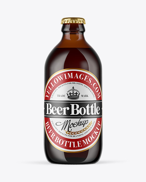 Amber Glass Bottle With Red Ale Mockup PSD #2