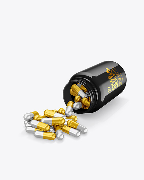 Glossy Bottle with Pills Mockup PSD #2
