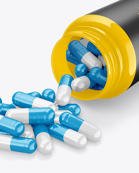 Glossy Bottle with Pills Mockup PSD #1