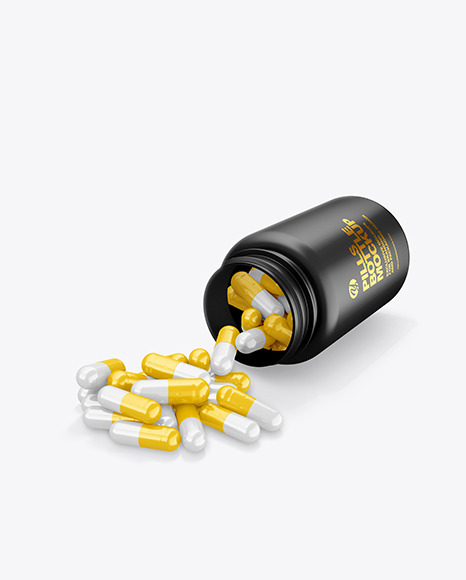 Matte Bottle with Pills Mockup PSD #2