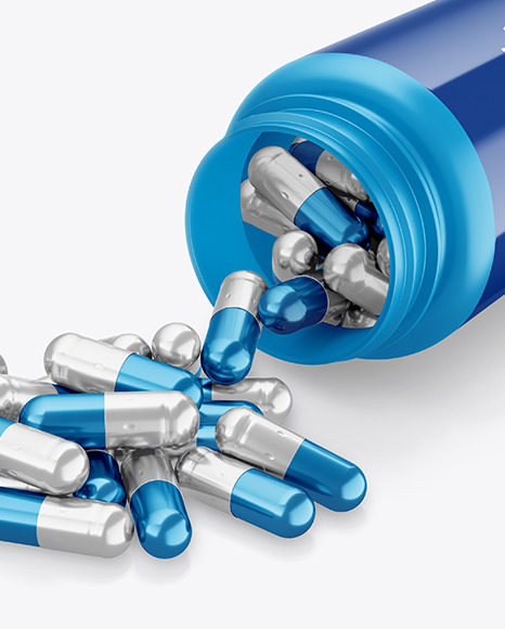 Matte Bottle with Pills Mockup PSD #1