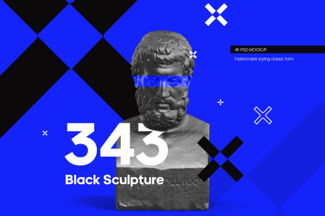 Collection of 343 Sculptures in black style # 10 for branding and design of your product