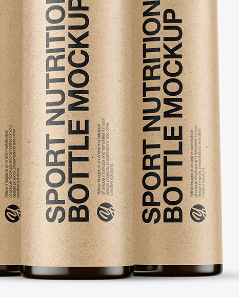 Three 25ml Amber Sport Nutrition Bottles Mockup PSD #5
