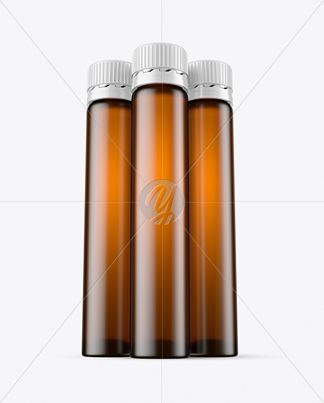 Download Three 25ml Amber Frosted Sport Nutrition Bottles Mockup in Bottle Mockups on Yellow Images ...