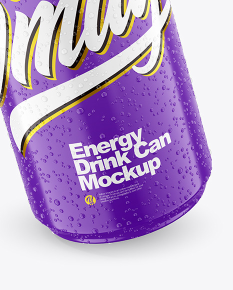 Download 440ml Glossy Drink Can With Condensation Mockup In Can Mockups On Yellow Images Object Mockups