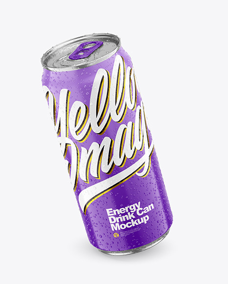 440ml Metallic Drink Can With Glossy Finish And Condensation Mockup