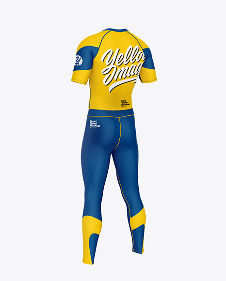 Men Compression Suit Mockup Back Half Side View In Apparel Mockups On Yellow Images Object Mockups