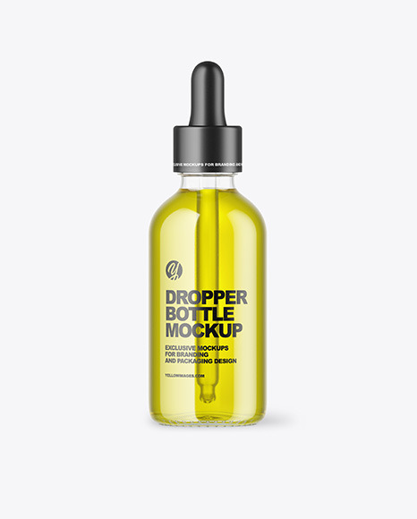Clear Glass Dropper Bottle with Oil Mockup