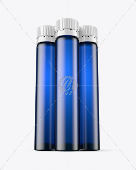 Three 25ml Blue Frosted Sport Nutrition Bottles Mockup PSD #3