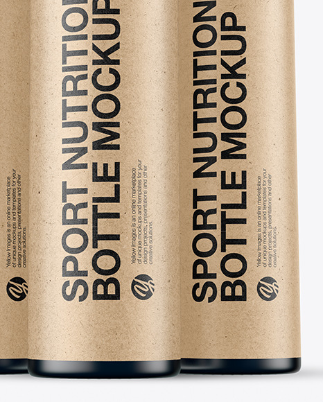 Three 25ml Blue Frosted Sport Nutrition Bottles Mockup PSD #5