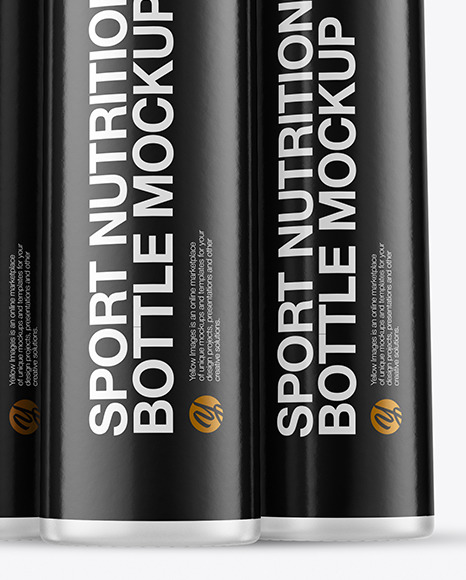 Three 25ml Frosted Sport Nutrition Bottles Mockup PSD #6