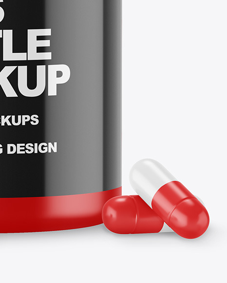 Matte Bottle with Pills Mockup PSD #1