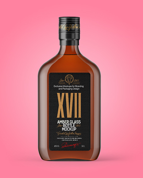 Amber Glass Bottle Mockup PSD #1