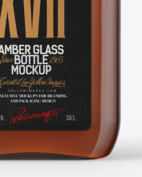 Amber Glass Bottle Mockup PSD #6