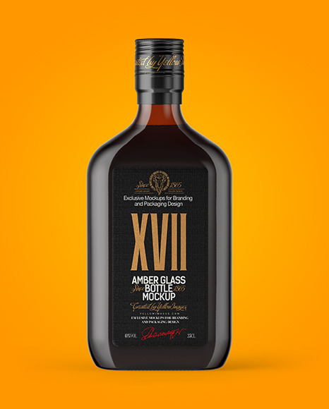 Amber Glass Bottle Mockup PSD #1