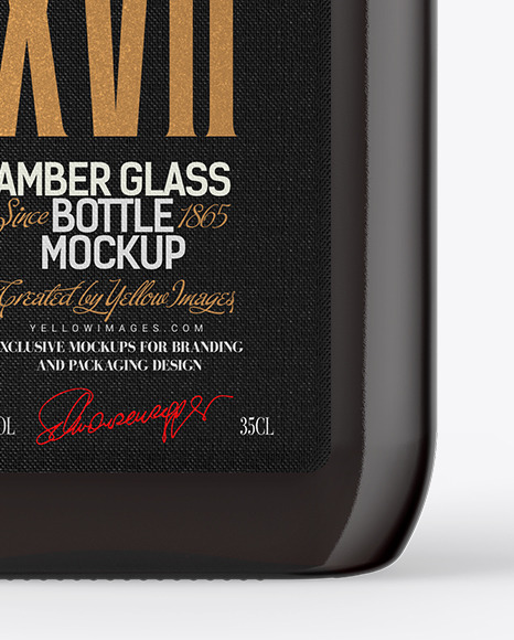 Amber Glass Bottle Mockup PSD #6