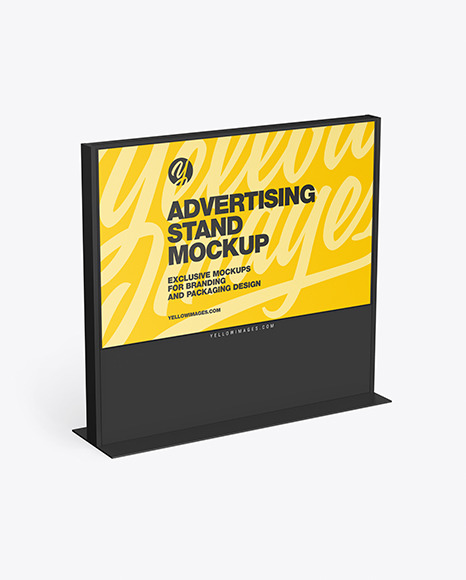 Download Led Display Stand Mockup In Indoor Advertising Mockups On Yellow Images Object Mockups