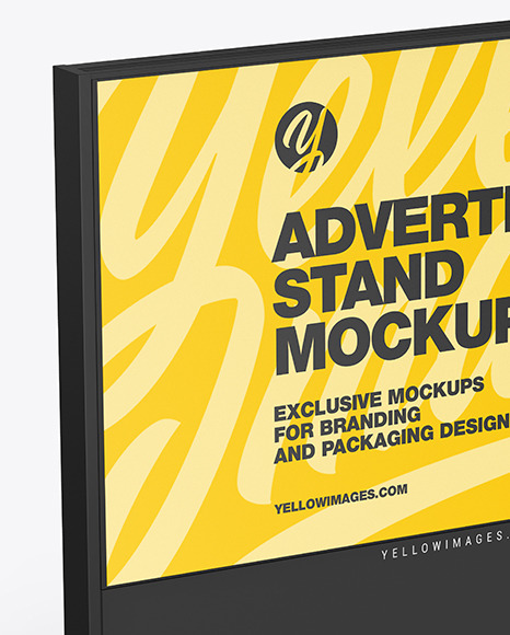 Download Led Display Stand Mockup In Indoor Advertising Mockups On Yellow Images Object Mockups