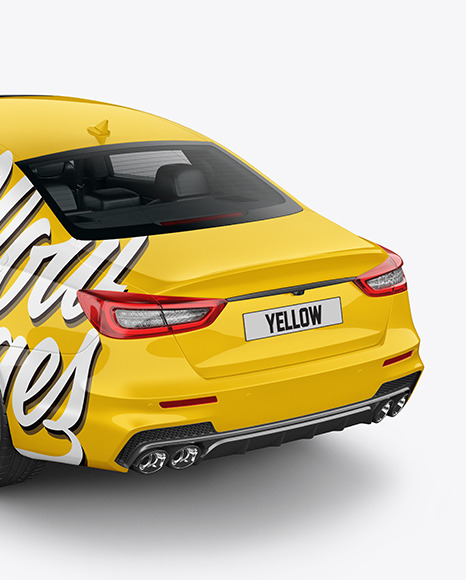 Luxury Sedan Mockup   Back Half Side View (High Angle Shot) PSD #2