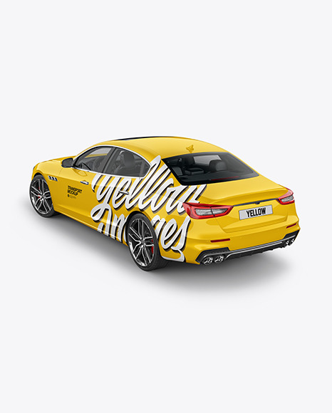 Luxury Sedan Mockup - Back Half Side View (High Angle Shot)
