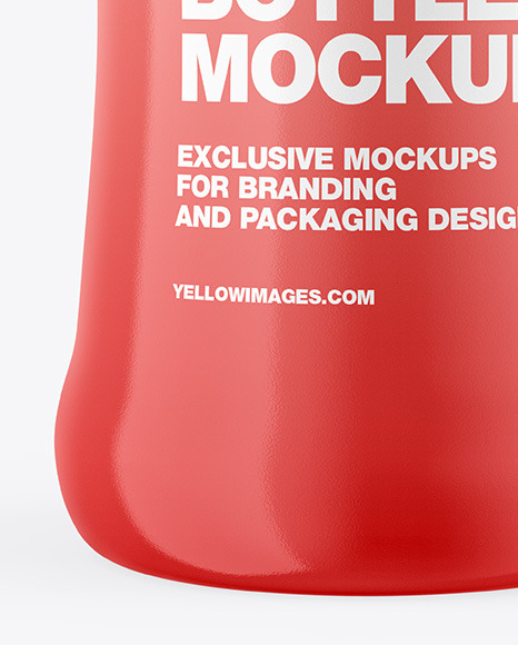 Glossy Bottle With Paper Label Mockup PSD #1