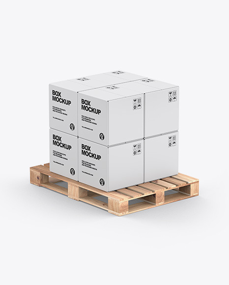 Pallet W  8 Paper Boxes Mockup PSD #1