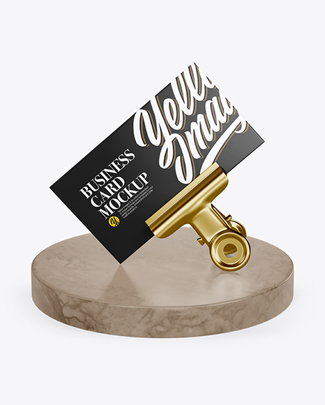 Glossy Business Card with Pin Marble Mockup PSD #2
