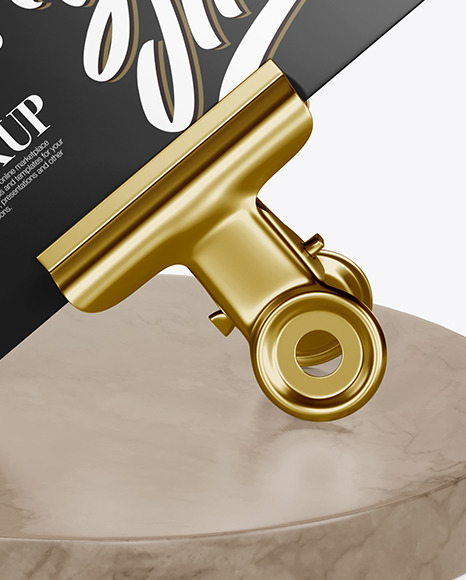 Glossy Business Card with Pin Marble Mockup PSD #1