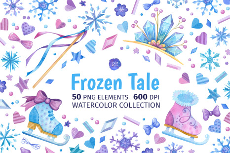 Watercolor Christmas clipart. Winter girly clipart for planner stickers. Frozen clipart for birthday